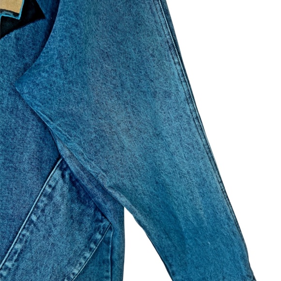 Vintage Sundance Denim Southwestern Concho Teal Aztec Print Acid Wash Coat USA L - Picture 12 of 16